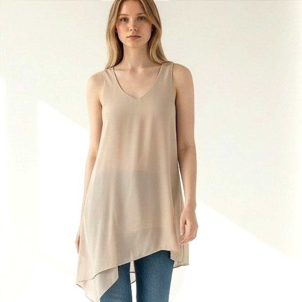 The Fisher Project‎ Sleeveless Asymmetrical Hem Top Blouse Racerback Medium